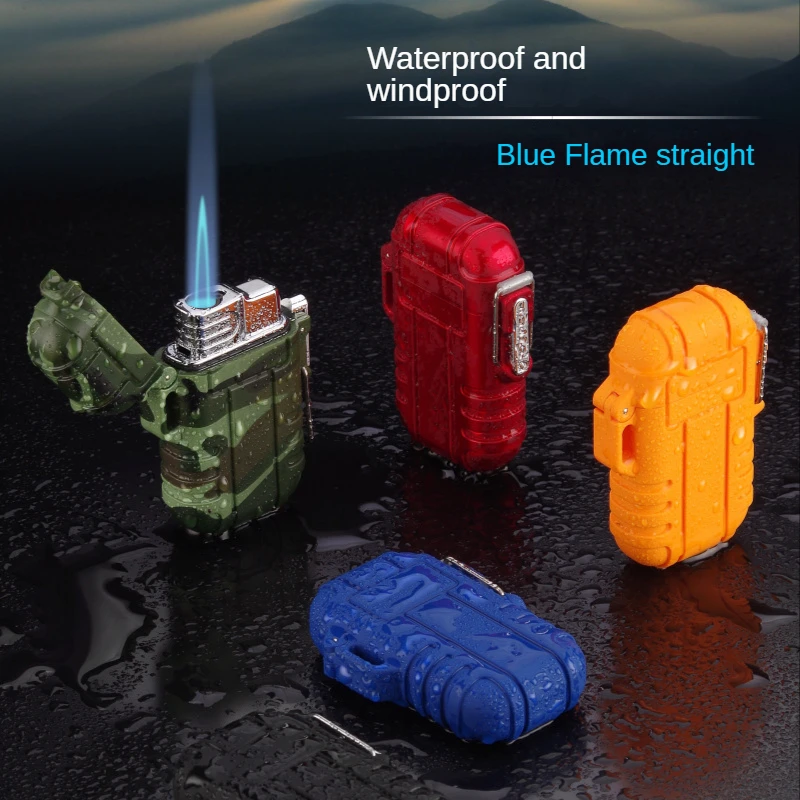 

Outdoor camping sports waterproof lighter cigarette lighter blue flame lighter outdoor windproof straight inflatable lighter