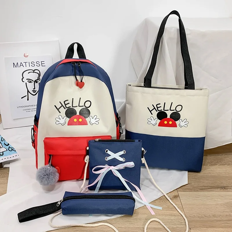 

4pcs Disney Mickey mouse canves backpack shoulder bag handbag pencil case