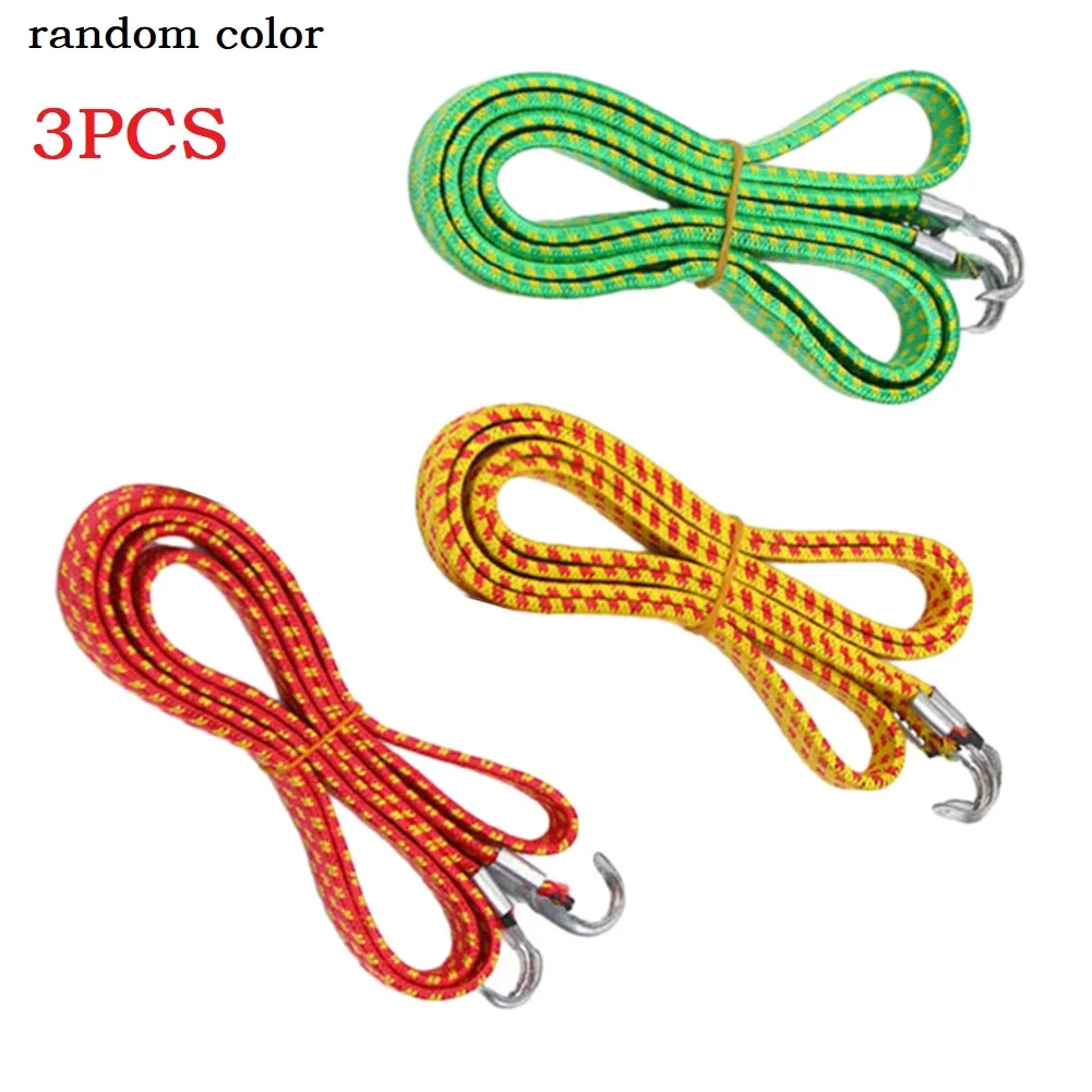 3PCS 115cm Elastic Bungee Cord Tie Down Heavy Duty Luggage Straps Rope Hooks  For Securing Bike Cargo Tarps Sleeping Bags
