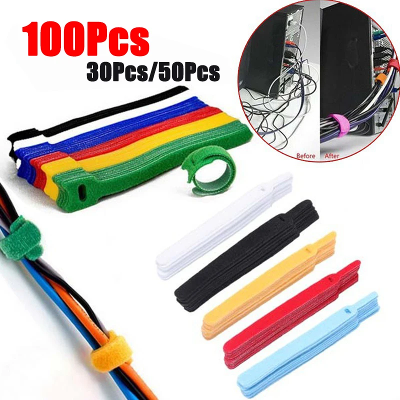 Sujeciones De Cable extraíbles De plástico De color Velcro, bridas De Cable...