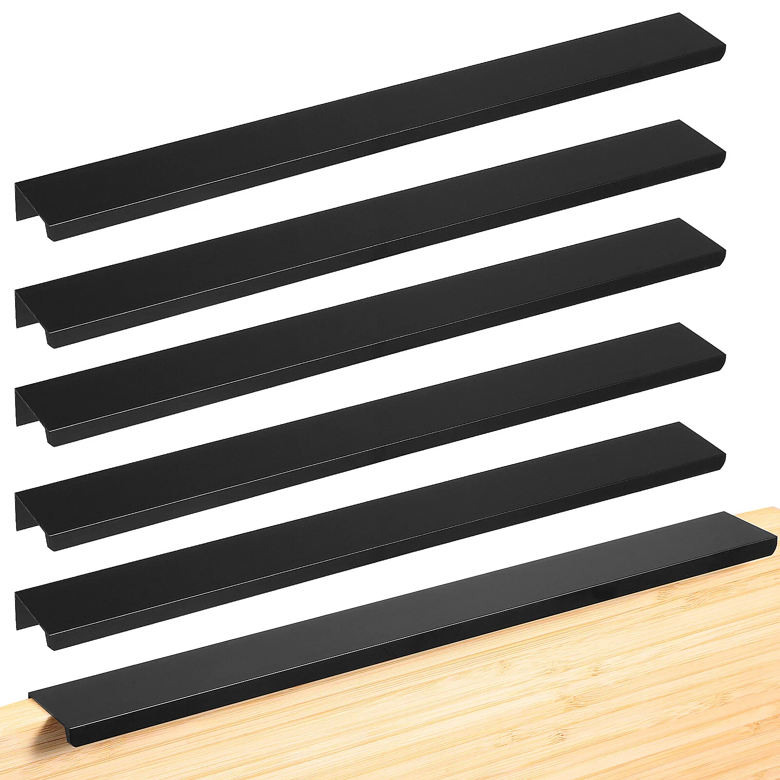

6 Pcs Kitchen Black Black Black Dresser Drawer Pullsssssss Dark Pull Drawer Concealed Pulls Cupboard Edge Aluminum Alloy
