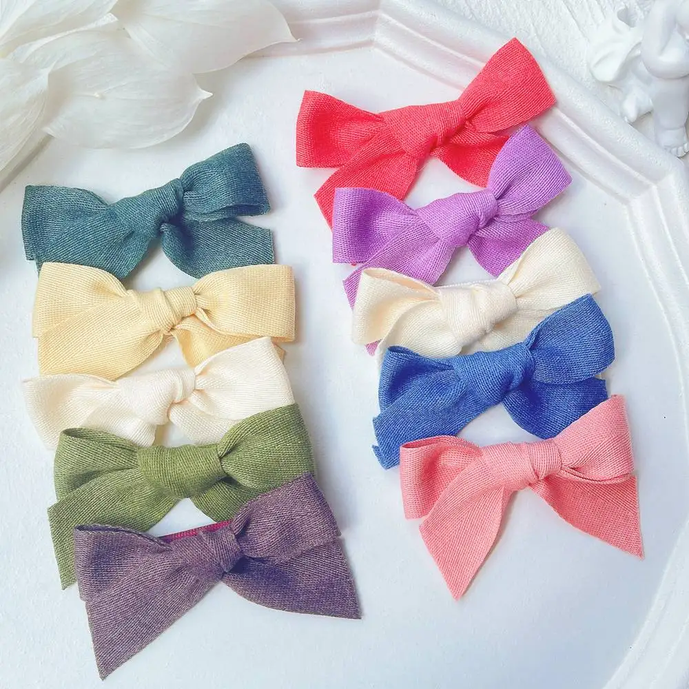 

2Pcs/lot Sweet Solid Color Bowknot Hair Clips For Cute Girls Cotton Hairpins Boutique Barrettes Headwear Kids Hair Accessories