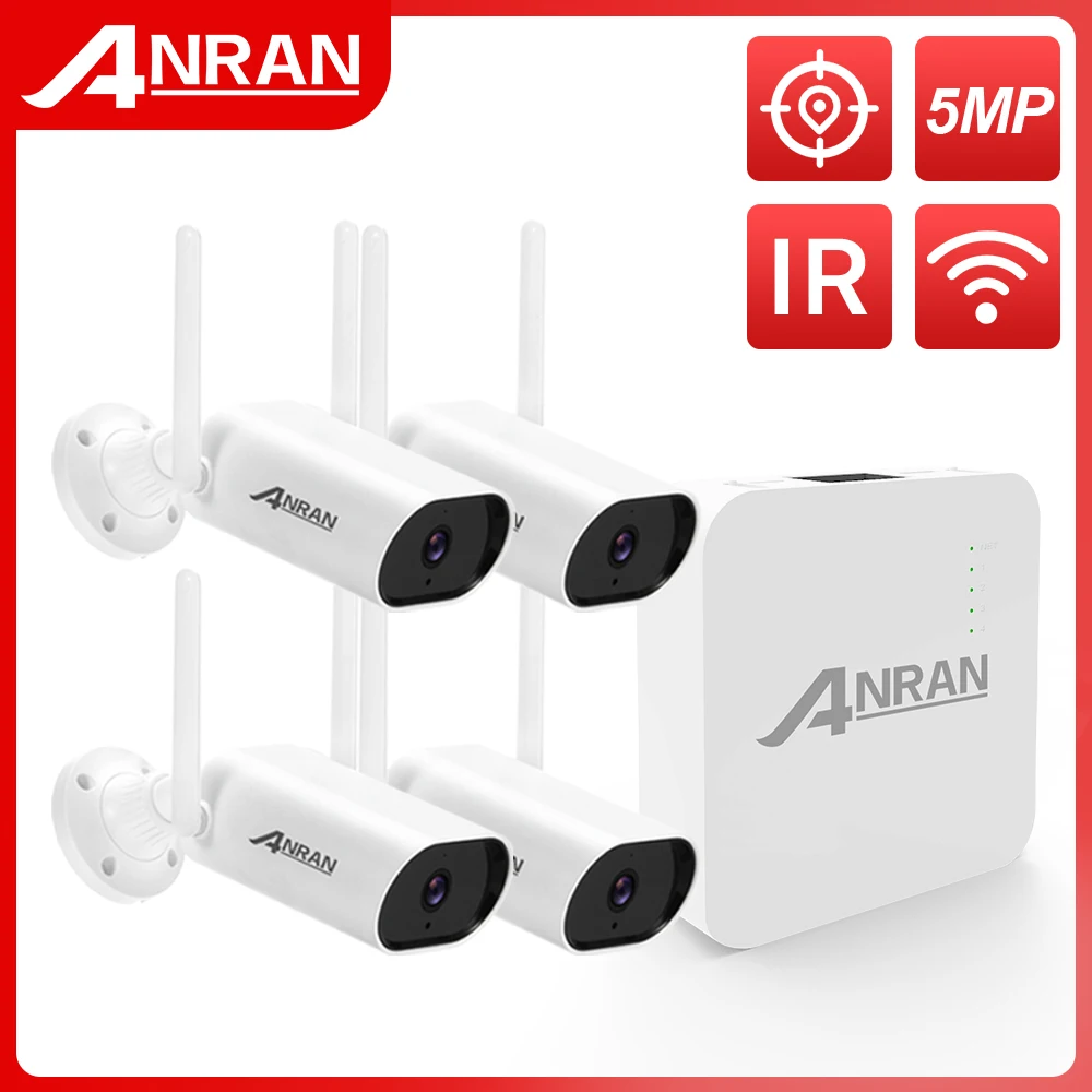 

ANRAN мини 5MP система безопасности комплект аудио запись IP камера ИК CCTV видео наблюдение NVR набор наружная Водонепроницаемая камера s
