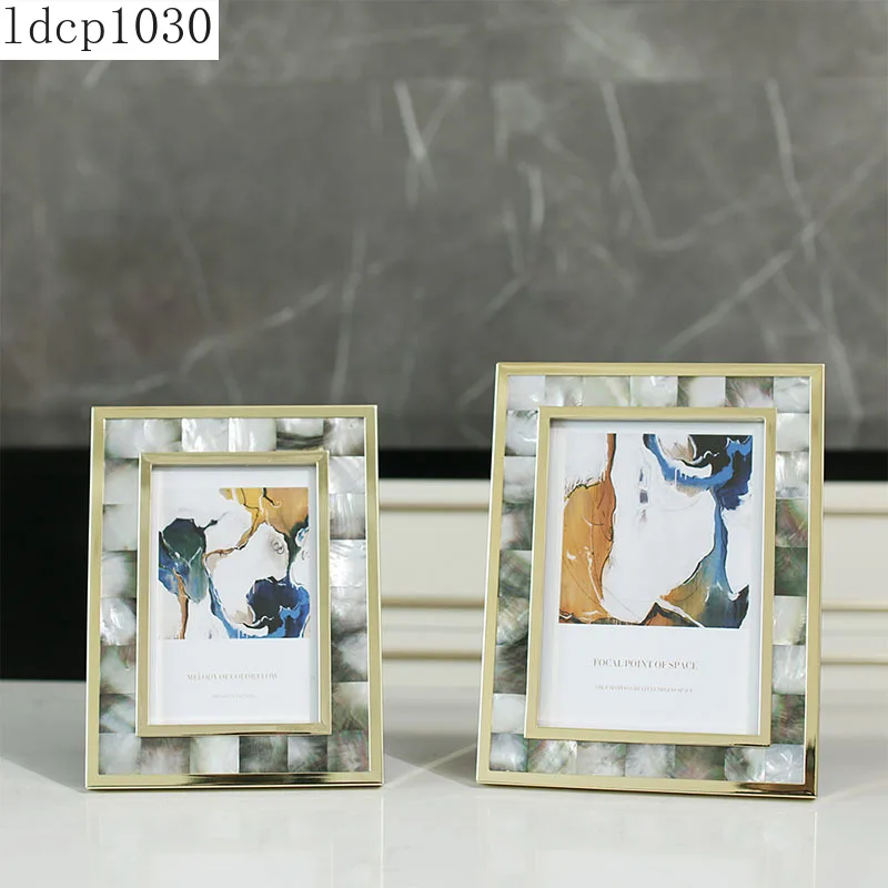 

6/7 Inch Gilded Shell Decorative Picture Frame Desk Decoration Family Portrait Photo Framed Alloy Photo Frames Nordic Home Decor