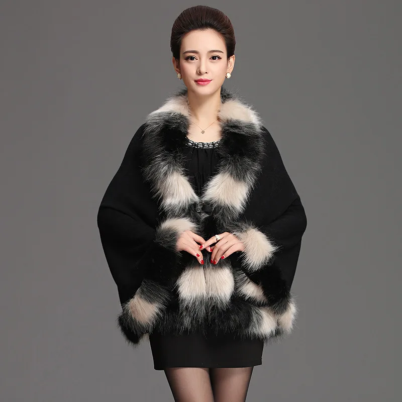 New Winter Long Sleeve Imitation Fox Fur Coat Gradient Color Women Fashion Warm Coats Outerwear Fake Fur Shawl Women Clothing