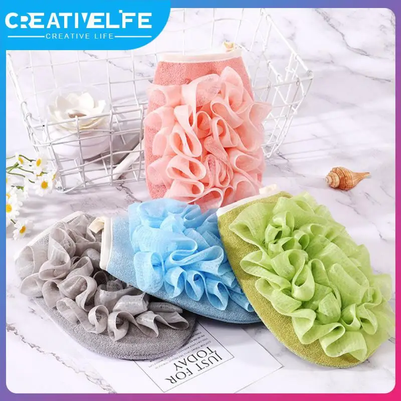 

Body Exfoliating Soft Back Strap Nylon Brush Back Massager Wash Tool Bath Flower Bathroom Shower Accessories Bath Scrubber Mesh