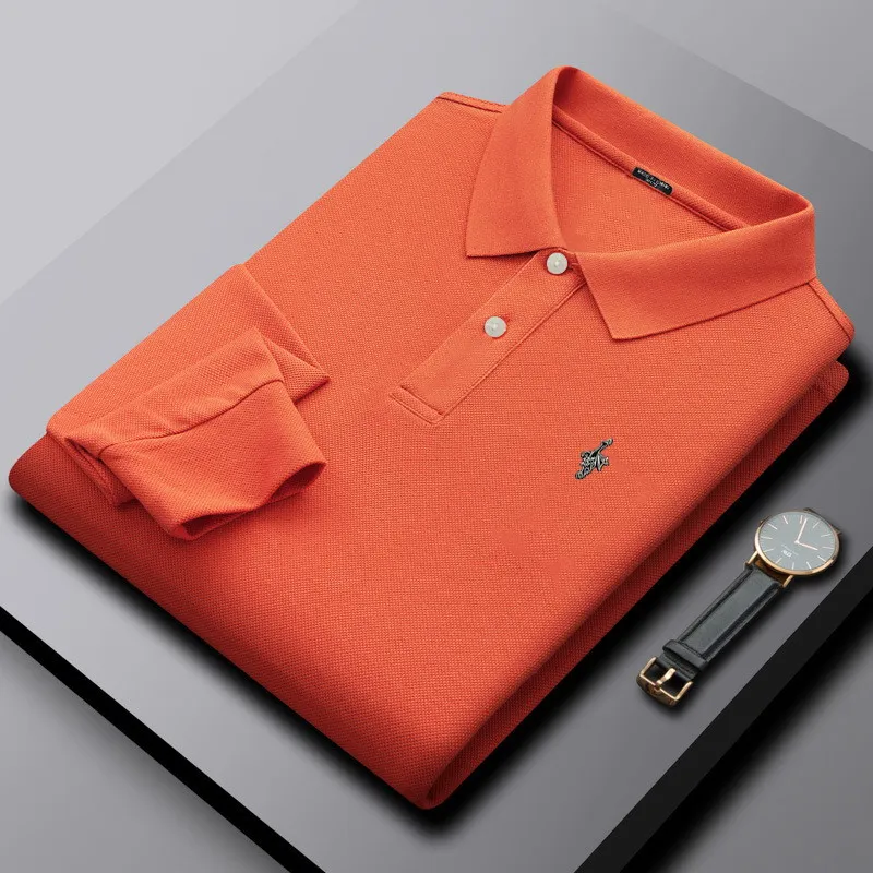 

High Quality Men's Clothing 100% Cotton 20222 Early Autumn Custom Slim Fit Sports Long Sleeve Polo Shirt Lapel T-Shirt RL812