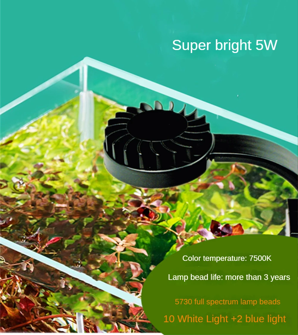 

USB Small Fish Tank Light Aquatic Plants Sea Water Aquarium Light Tropical Fish Coral LED Light Micro Landscape Clip Light 5W