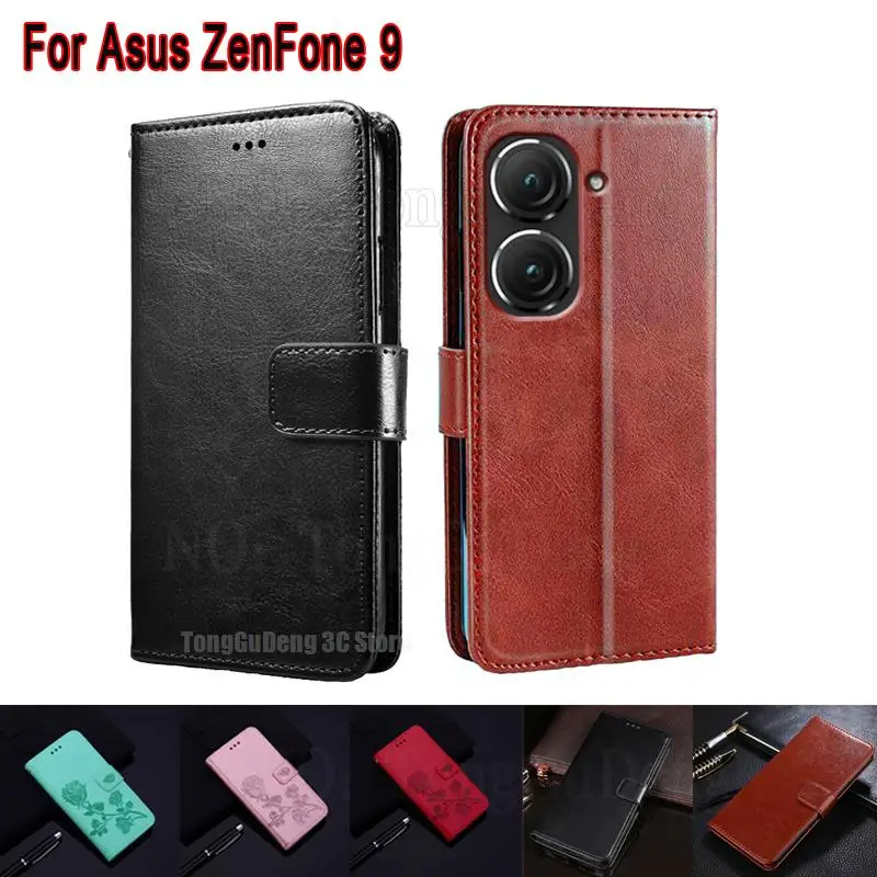 

For Asus ZenFone 9 Cover Case Card Holder Book Stand Wallet Phone Shell Skin Funda For Capinhas De Celular Asus ZenFone 9 Coque