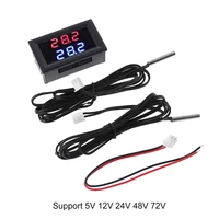 dual display dc 5v 80v thermometer with 2 ntc waterproof temperature sensor 5v 12v 24v 72v suitable for car motorcycle 367d