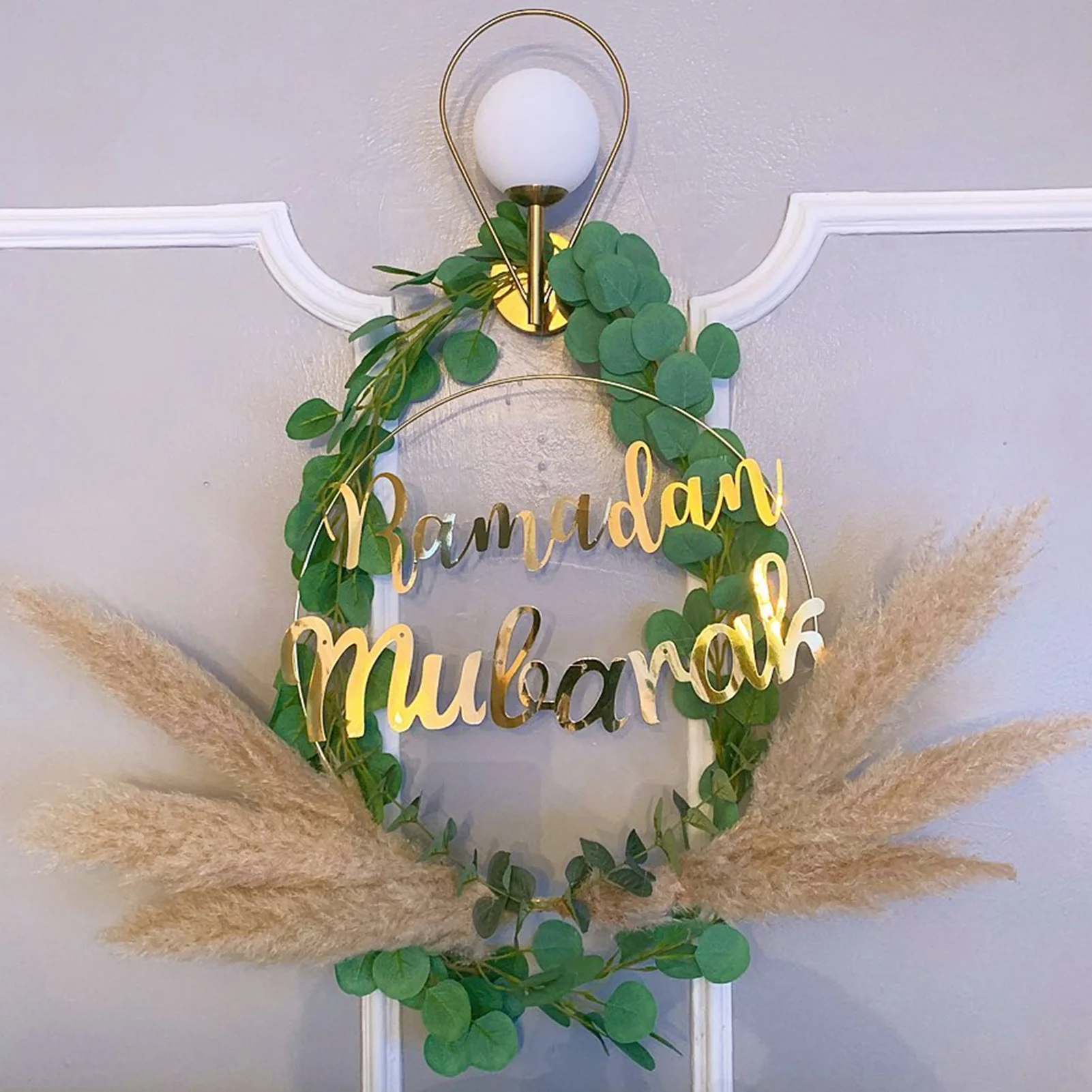 

Металлический обод, железная обруч-венок, исламский мусульманский праздник, Рамадан, кареем, ИД, Мубарак, украшение для дома