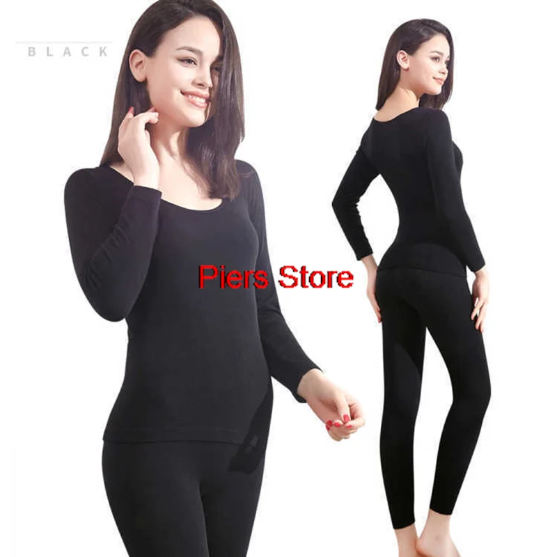 Thermal Underwear Women's Thick and Velvet Mid-high Neck Wool Fleece To Keep Warm Tops Body Tights Autumn Clothes Cotton Winter