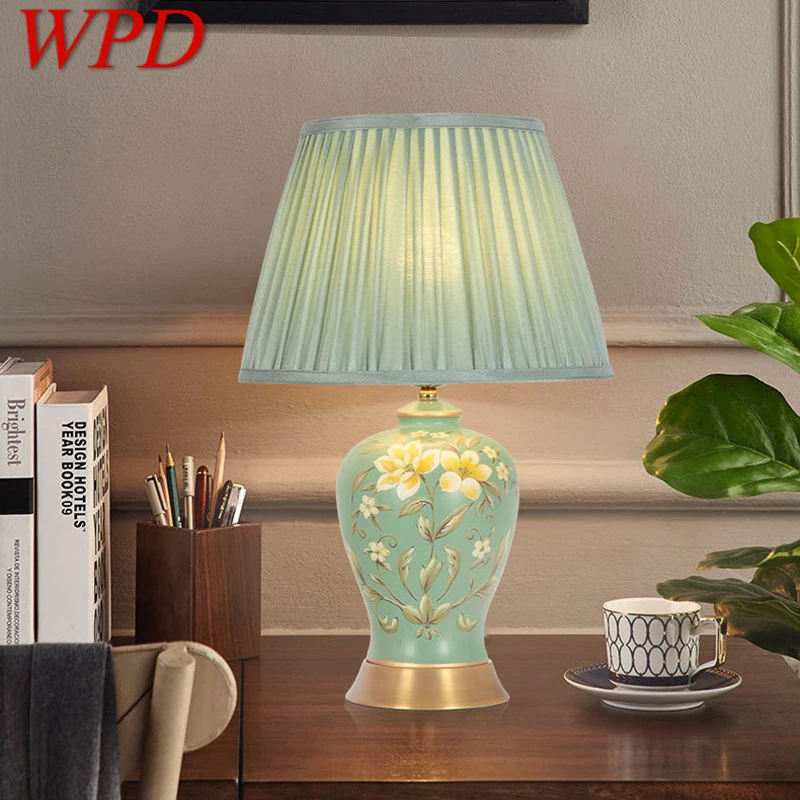 

WPD Chinese Style Ceramics Table Lamp LED Creative Touch Dimmable Simple Bedside Desk Light For Home Living Room Bedroom