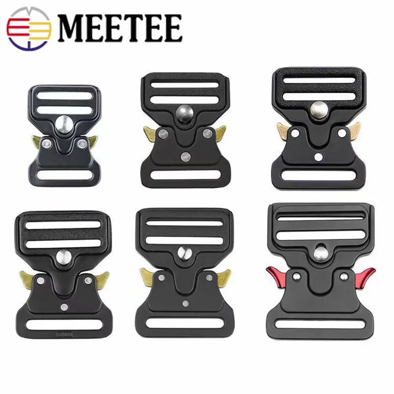 

Meetee 20-50mm Metal Quick Side Release Buckles Bag Strap Adjuster Clasps Belt Safety Clip Hooks DIY Outdoor Luggage Accessories