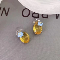 korean trendy simple crystal geometric pineapple small stud earrings for women girls party jewelry fashion brincos earrings gift