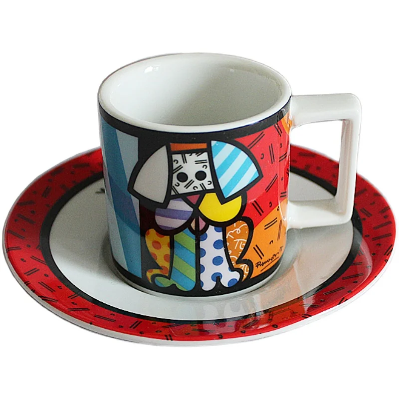 

Mini coffee cup two-piece European style kungfu tea art ceramic mug