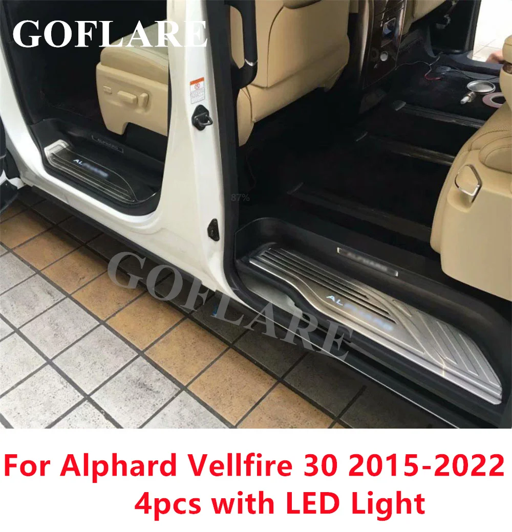 освещенный Накладки на внутренние пороги дверей Toyota Alphard Vellfire 30 AGH30 accessories 2015 2016 2021