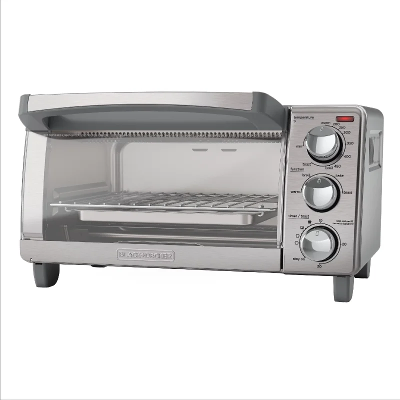 BLACK+DECKER 4-Slice Toaster Oven, Easy Controls, Stainless 