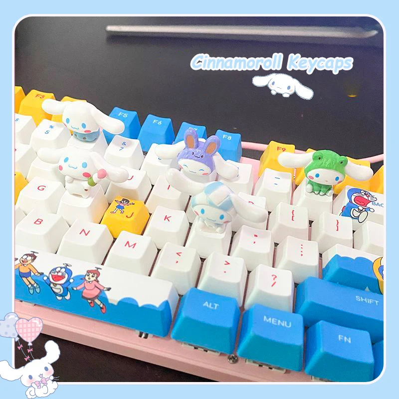 

Sanrio Cinnamoroll Cartoon Keyboard Cap Anime Cute 3d Doll Keycaps Translucent Mechanical Keyboard Keycaps Keyboard Accessories
