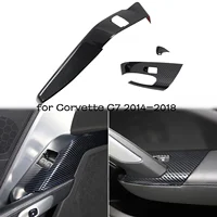 LHD! Car Accessories for Chevrolet Corvette C7 2014 2015 2016 2017 2018 Carbon Fiber Look Interior Window Switch Cover Trim 3pcs