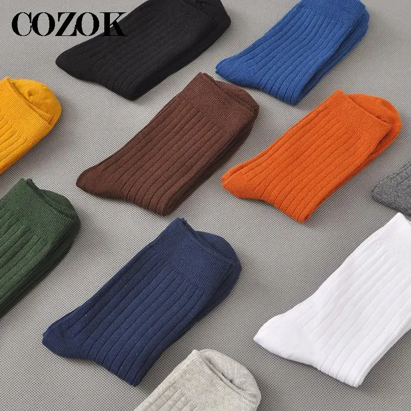 

3 Pairs/lot Plus Size Men's Cotton Socks Business Men Deodorant Crew Socks Breathable Men's Fashion Solid Color Size 39-44 Meias