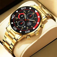 fashion mens business watches luxury men stainless steel quartz wrist watch calendar luminous clock man casual leather watch