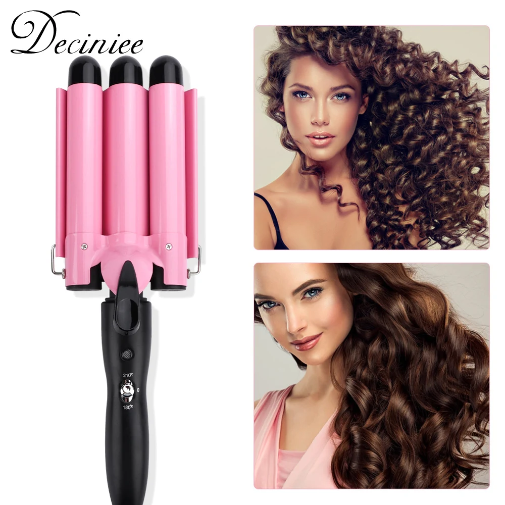 Wand Temperature Adjustable 5 Size Perm Splint Ceramic Triple Barrels Hair Waver Portable Hair Iron Curler