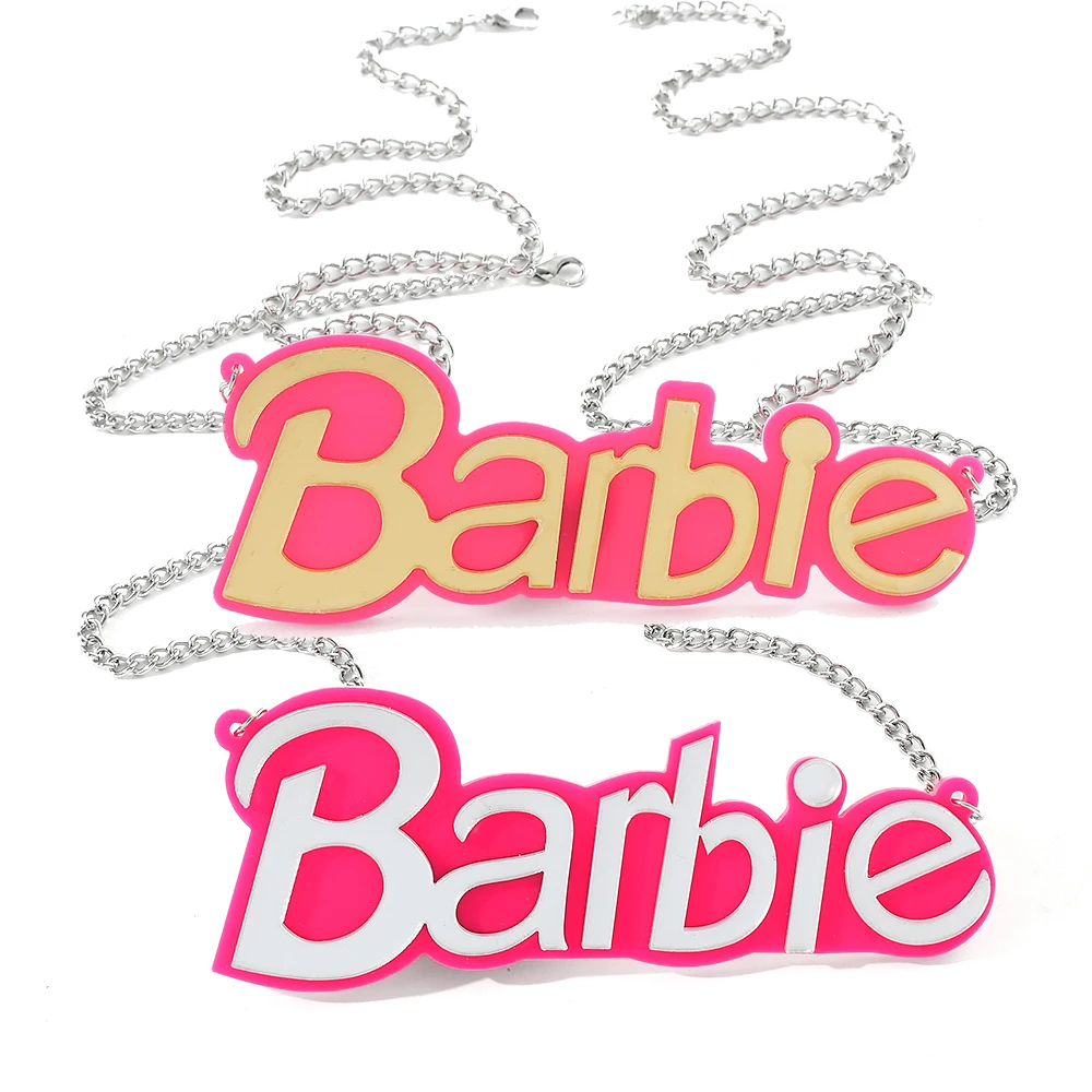 Vintage Nostalgic Barbie Necklace for Women Hiphop Chain for Girls Acrylic Jewelry Party Decoration Clothes Match Cosplay