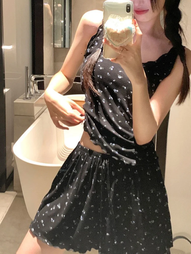 Летняя новинка милые пижамы с нагрудной подушкой свободные на бретельках