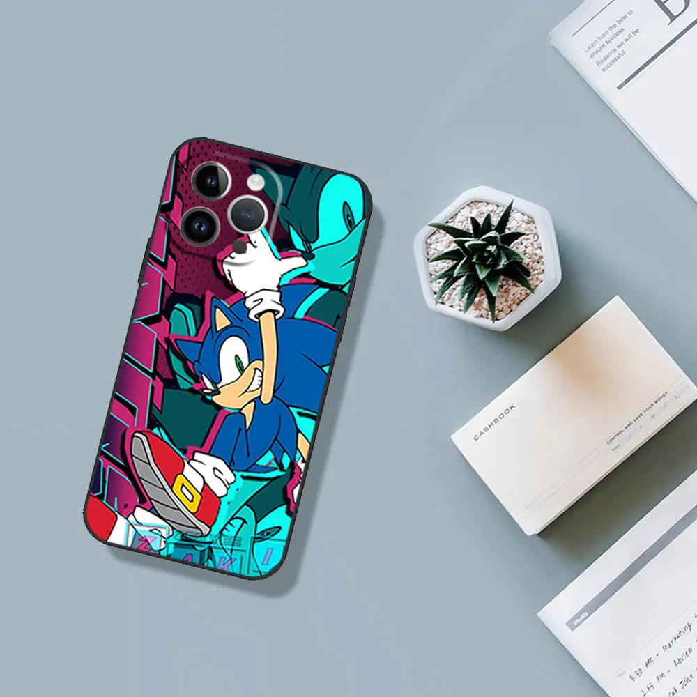 S-Sonics-S Чехол для телефона H-Hedgehog Samsung A03 A04 A05 S A13 A14 A22 A34 A53 4G 5G S22 S23 УЛЬТРА черный