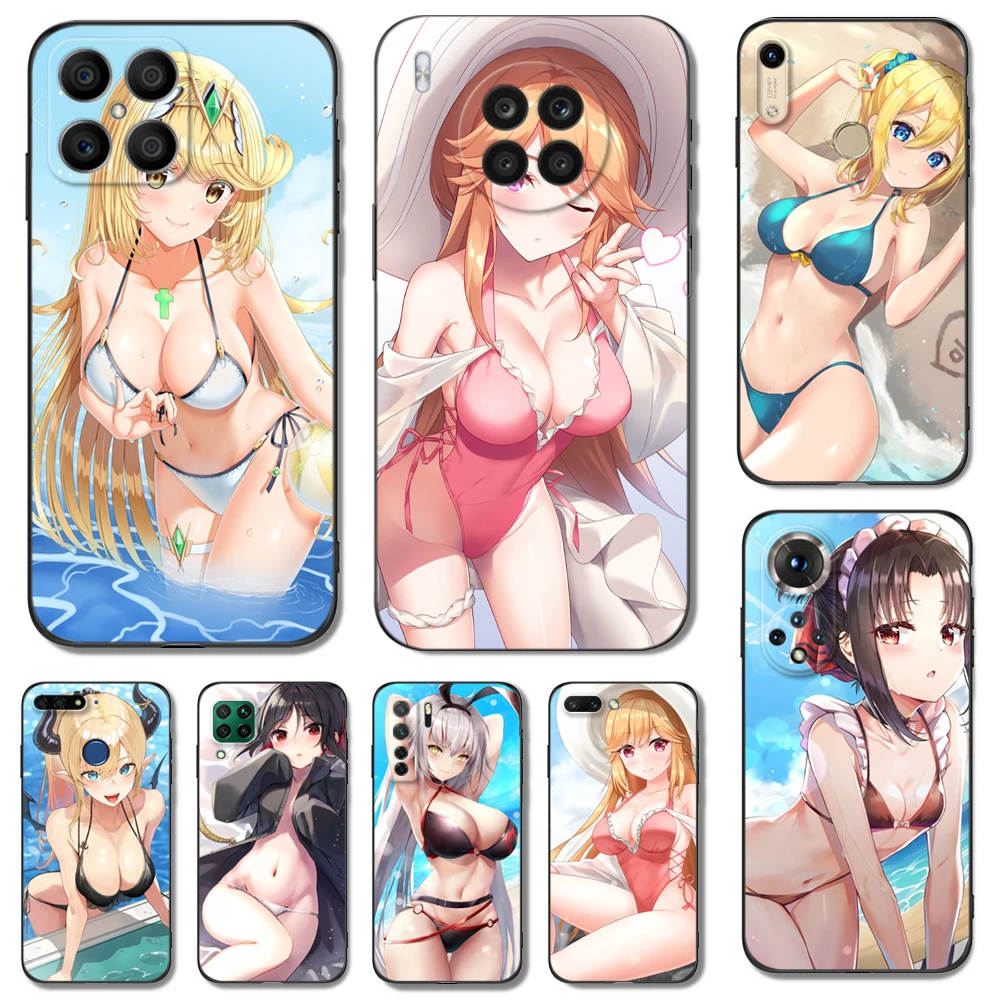 Черный чехол из ТПУ для Honor 8a Prime 8s 9 10X Lite 9A 9C 9X Premium Pro 9S летняя сексуальная девушка с