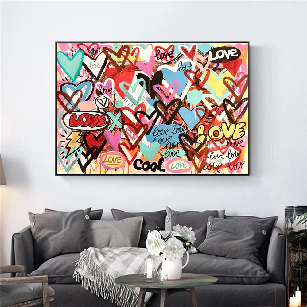 

Street Graffiti Abstract Love Wall Art Poster Modern Popular Home Decor Canvas Painting Living Room Mural Prints Picture Artwork