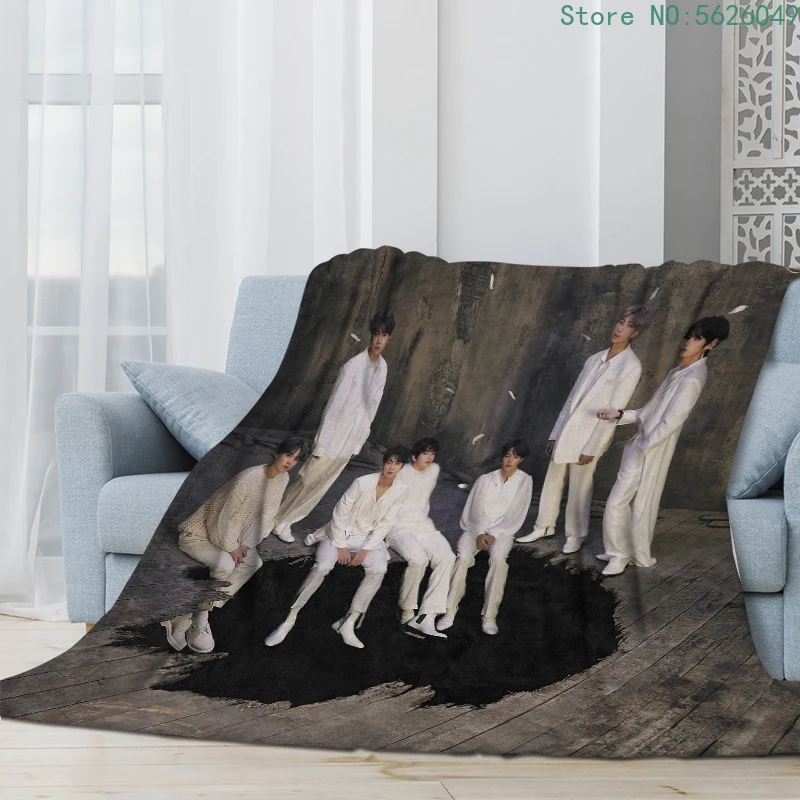 

Kpop Star Flannel Throw Blanket Korean Handsome Boys Singing Group Print Blankets for Sofa Adults Soft Blanket Warm Bed Cover