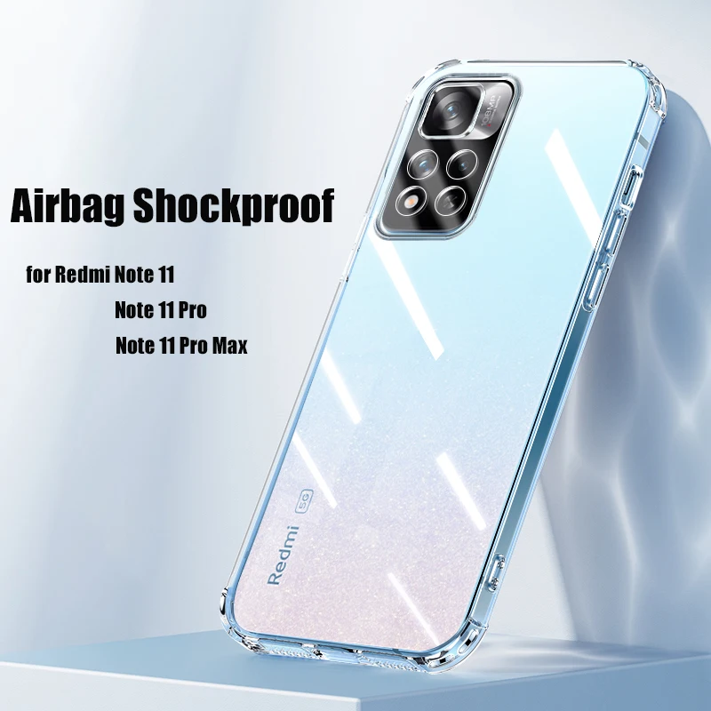 

Transparent Soft Silicone Phone Case for Redmi Note 11 Pro Plus Note11 11pro 5G Airbag Shockproof Original Thin Back Cover Funda