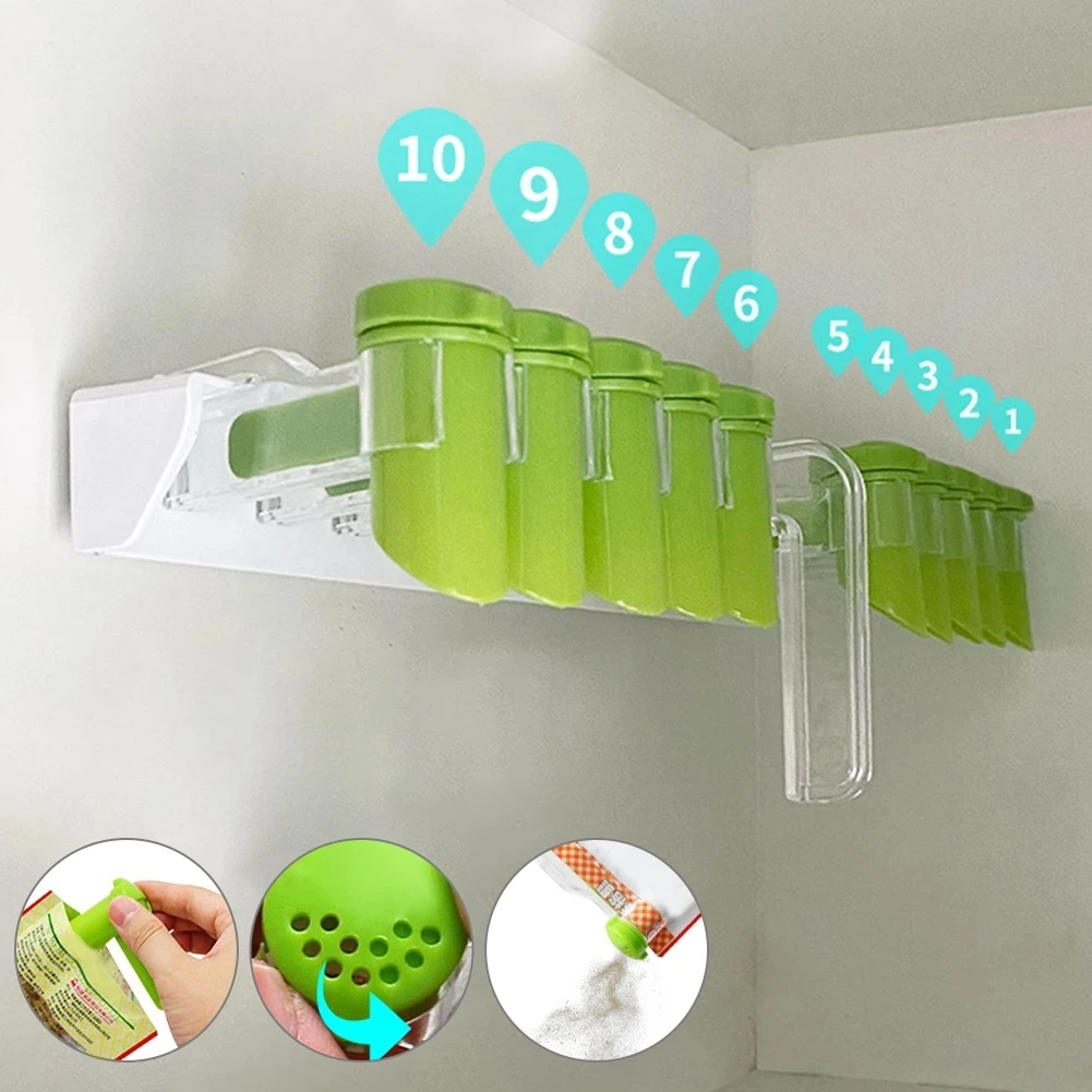 

Spice Rack Organizer Wall Cabinet Door Hanging Punch-Free Spice Bag Holder Set Seasoning Bag Storage Gripper Kitchen Accessories