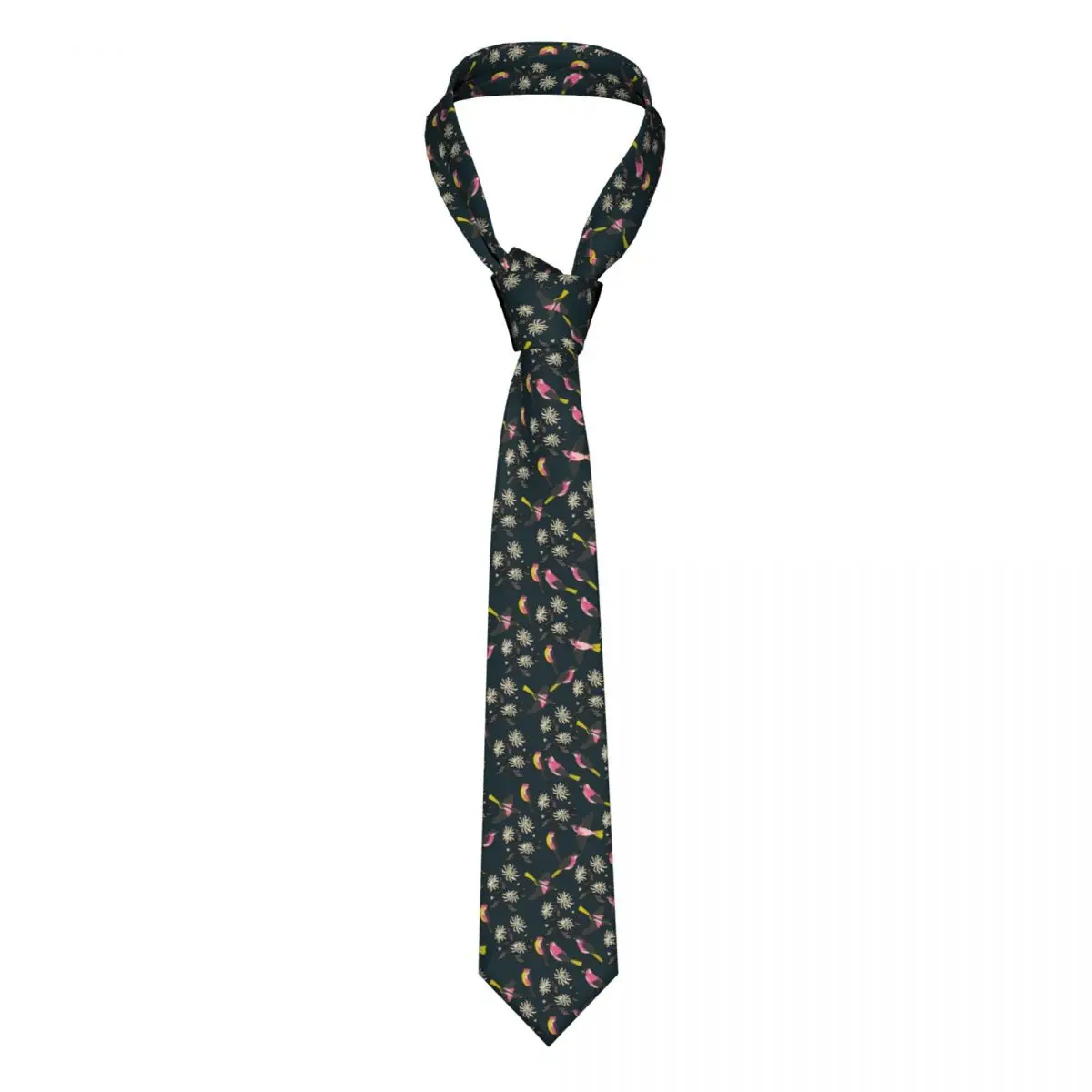 

Pink Birds Print Tie White Flowers Party 8CM Neck Ties For Man Gift Blouse Pattern Cravat