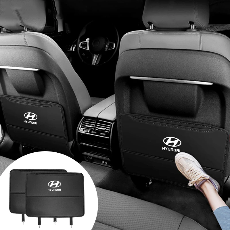 Фото Кожаный защитный чехол на спинку автомобильного сиденья для Hyundai Tucson IX35 I30 I20 I10 Kona Coupe Veloster I40 №2