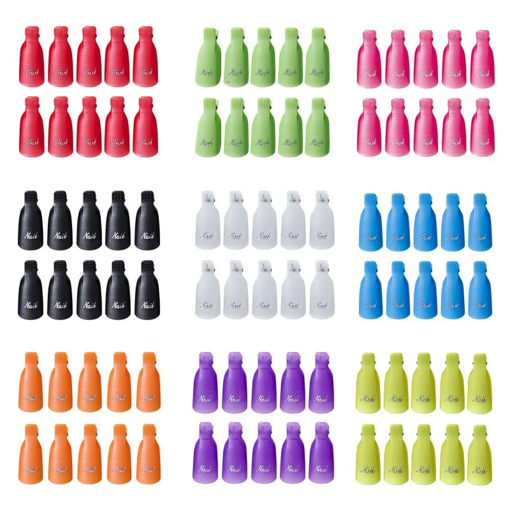 Enlarge 50/100PCS Gel Remover Wraps Plastic Nail Polish Remover Clip Nail Art Soak Off Cap Nail  Cleaner Tips For Fingers Tools