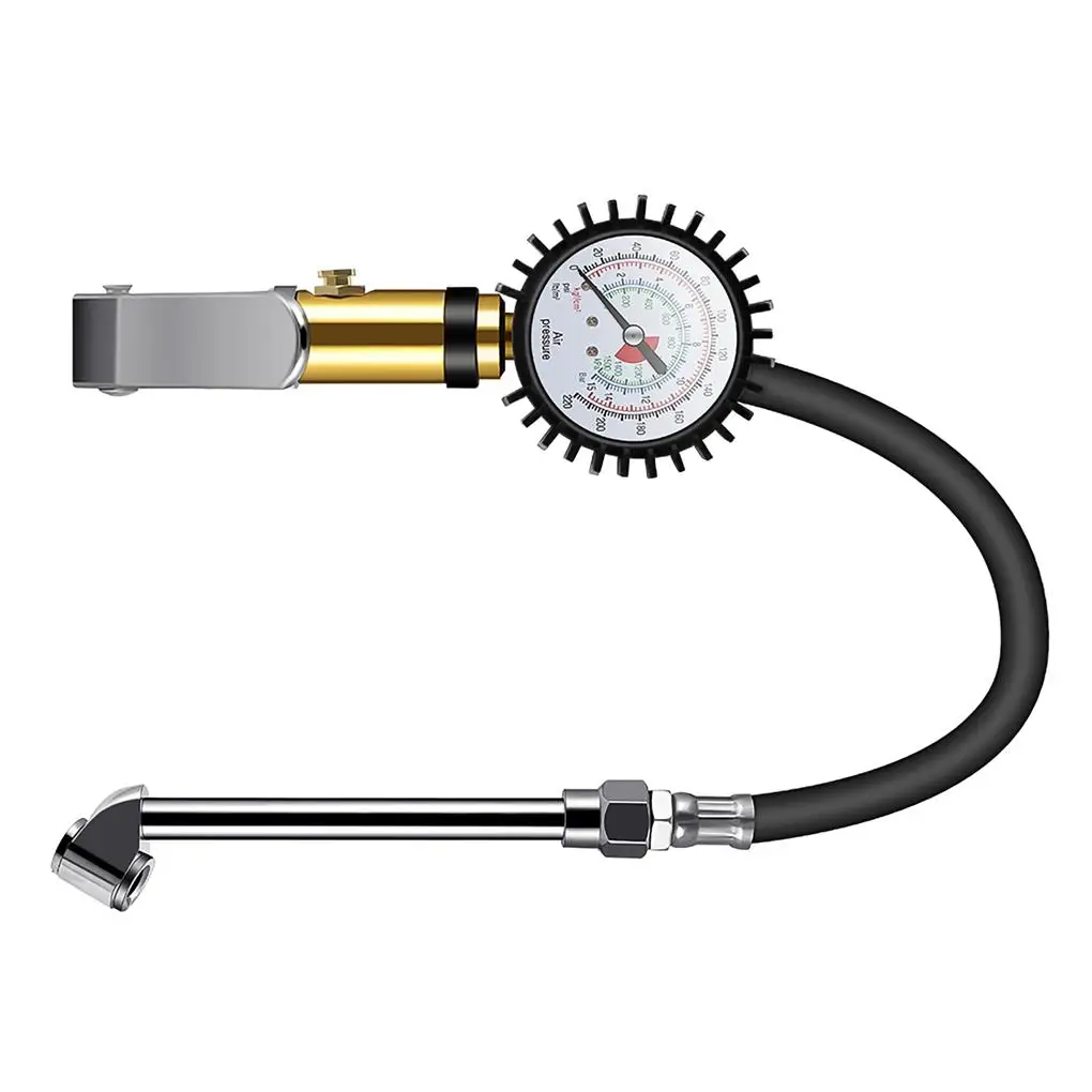 

Tire Inflator Pressure Gauge Car Supplies Rubber Hose Space Saving Professional Long-lasting Simple Operation Accuracy