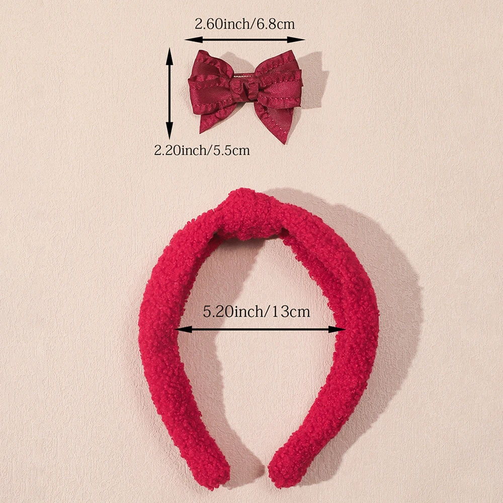 3 шт./компл. бархатный обруч с красным Тедди и заколка для волос набор девочек