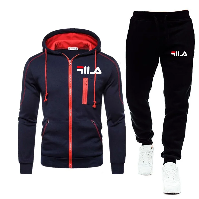 New autumn and winter men's cardigan zipper hoodie suit casual men's sportswear fashion youth fitness running sports coat