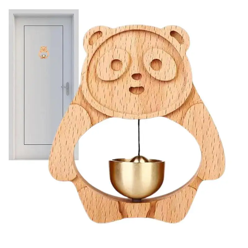 

Dopamine Doorbell Wood Panda Bell Wind Chimes Hanging Wind ChimesEntrance Opening Reminder Housewarming Gift Home Decor