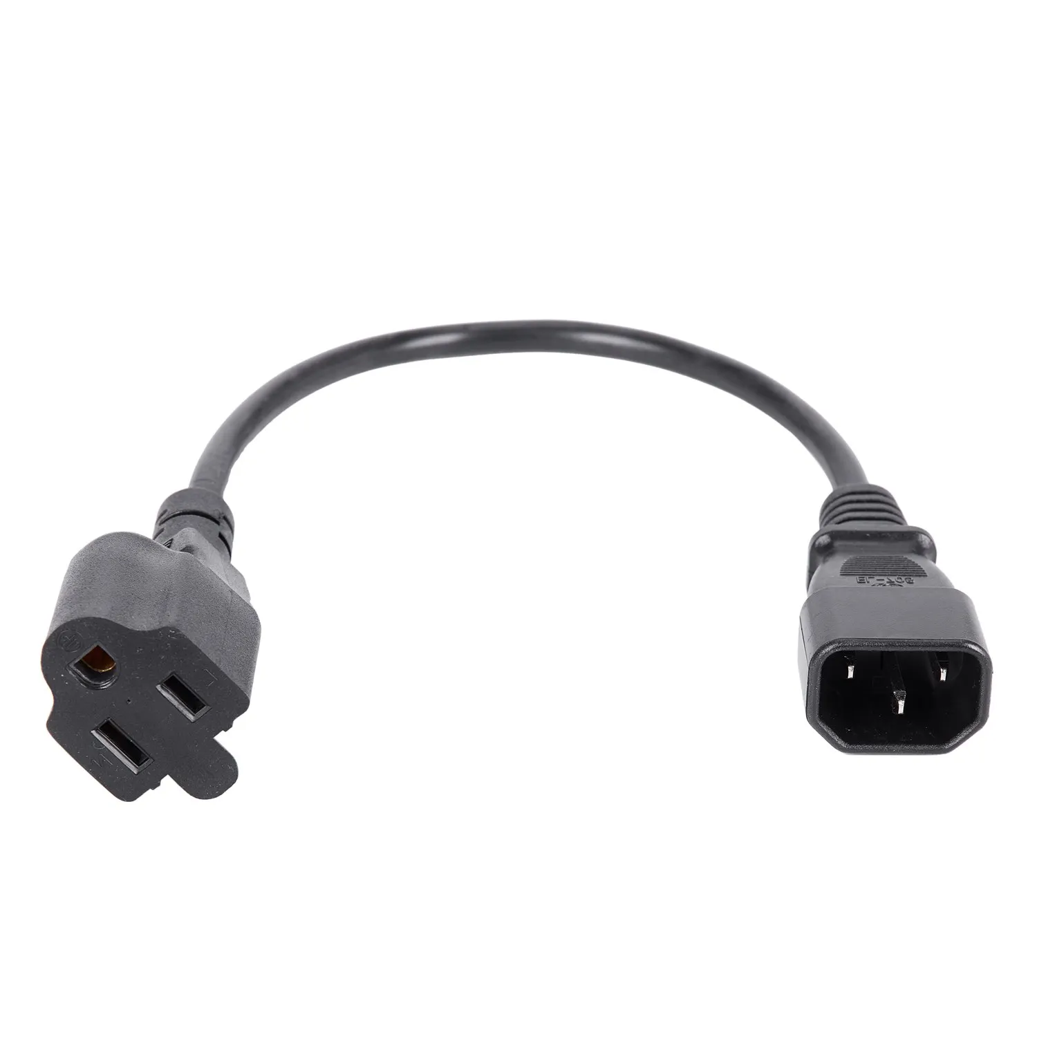 1ft IEC 320 C14 штекер к NEMA 5-15R 3-контактный гнездовой кабель адаптера питания ПК черный