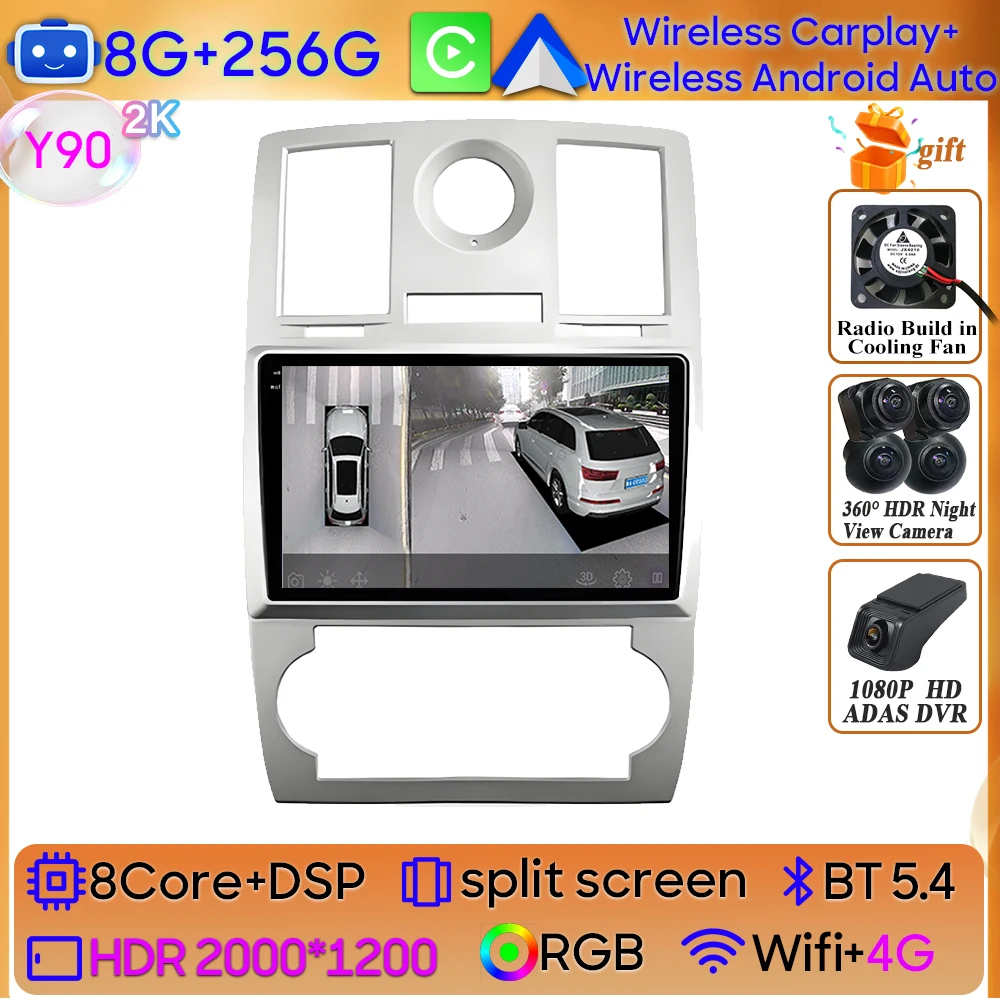 

Android 15 для Chrysler 300C 2004-2011 авто Carplay автомобильный радиоприемник навигация GPS видео мультимедийный плеер 360 камера 4G WIFI DSP