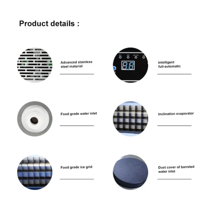 60 кг/24 ч коммерческая машина для производства льда с 2 водными втулками