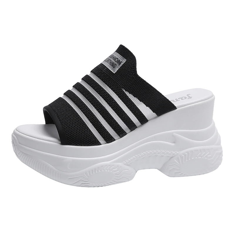 

7CM Women Sport Sandals Mesh Casual Ladies Wedge Shoes Platform Slip-On Female Sandalias Soft Thick Bottom Women's slippers