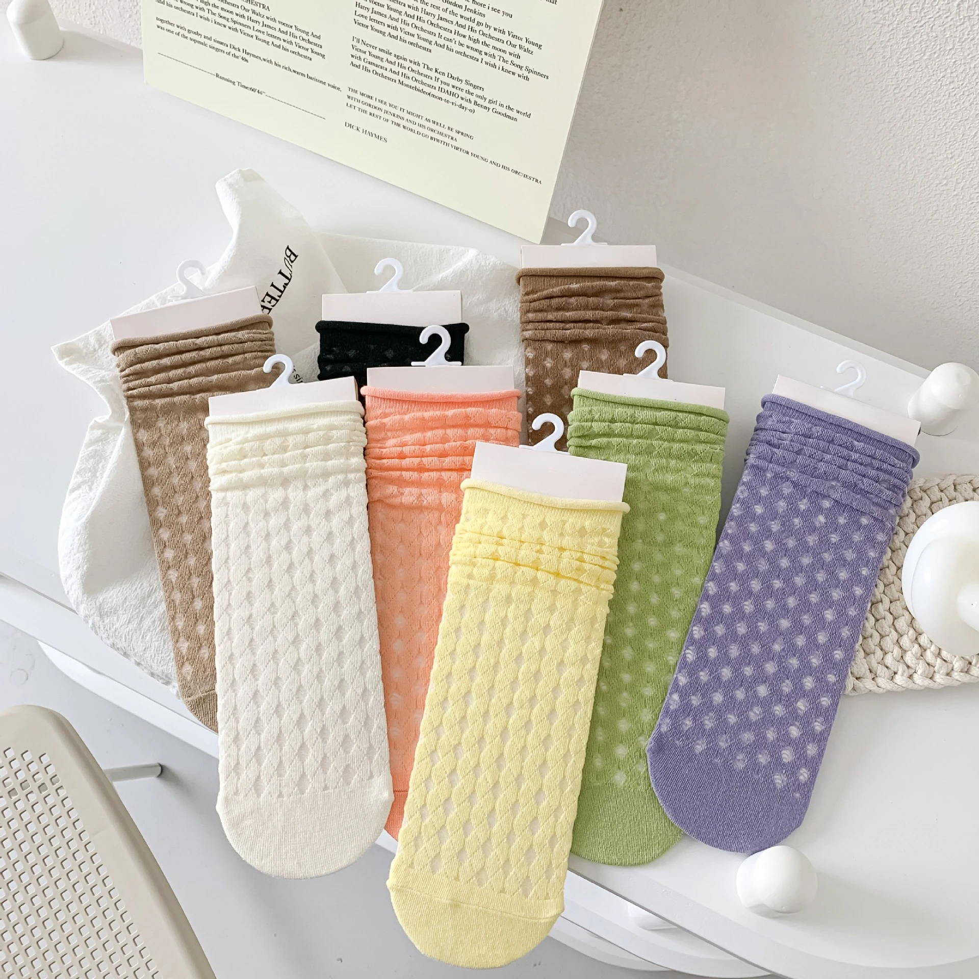 

Носки Женские однотонные из дышащего материала, на осень и лето