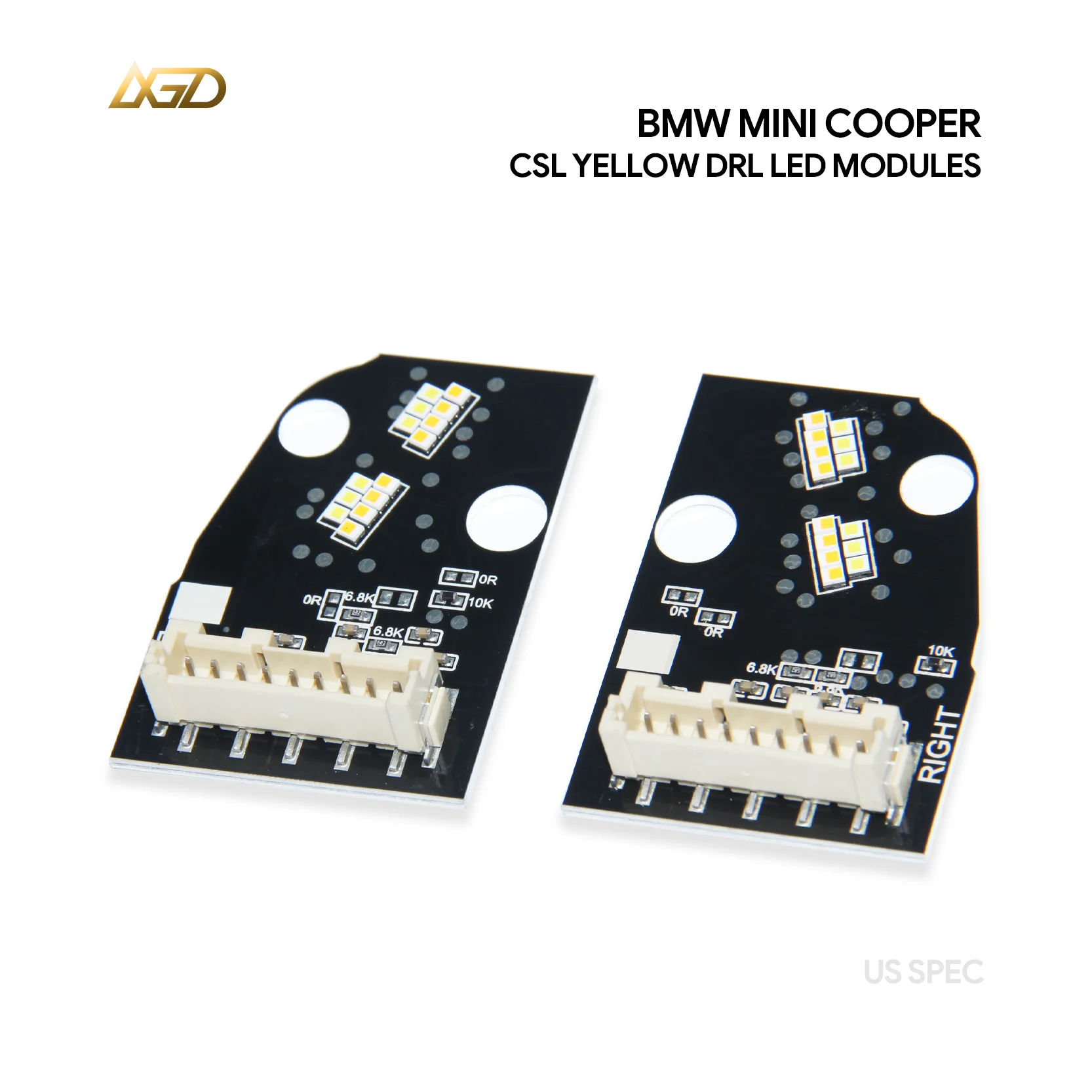 Желтые платы DRL в стиле CSL для Mini 2019-2021 F55 F56 F57 Clubman F54 LCI подходят для светодиодных фар версии США (art.: 3920cfe015faf) - 3920cfe015faf