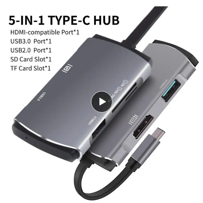 

Type-c Hub Usb C Hub 5 In 1 HDMI-compatible Expansion Dock Type-c To --compatible 5 Port Usb-c To 4k Adapter Usb3.0 Charge