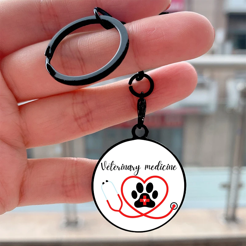

Fashion I love veterinary medicine sticker Cool Key Tag Motorcycle Car Backpack Chaveiro Keychain for Friend's Keyring Gifts